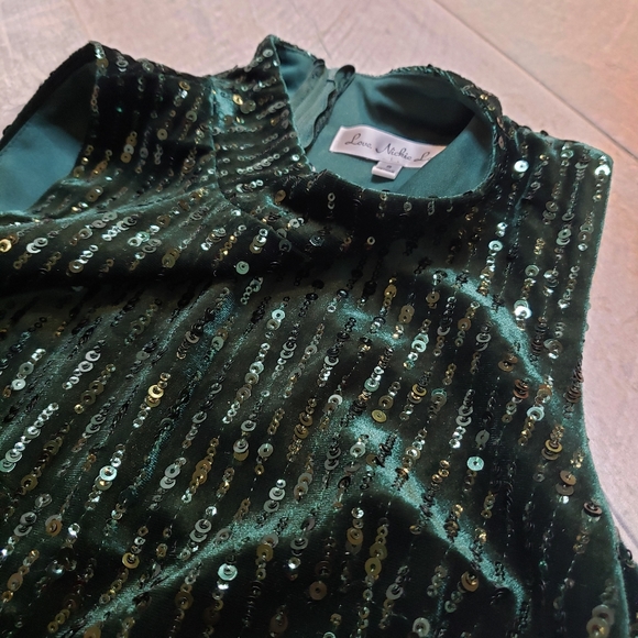 Green velvet sequin mini dress - Picture 4 of 9